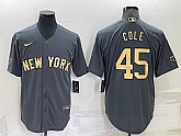 New York Yankees #45 Gerrit Cole Grey 2022 All Star Stitched Cool Base Nike Jersey,baseball caps,new era cap wholesale,wholesale hats